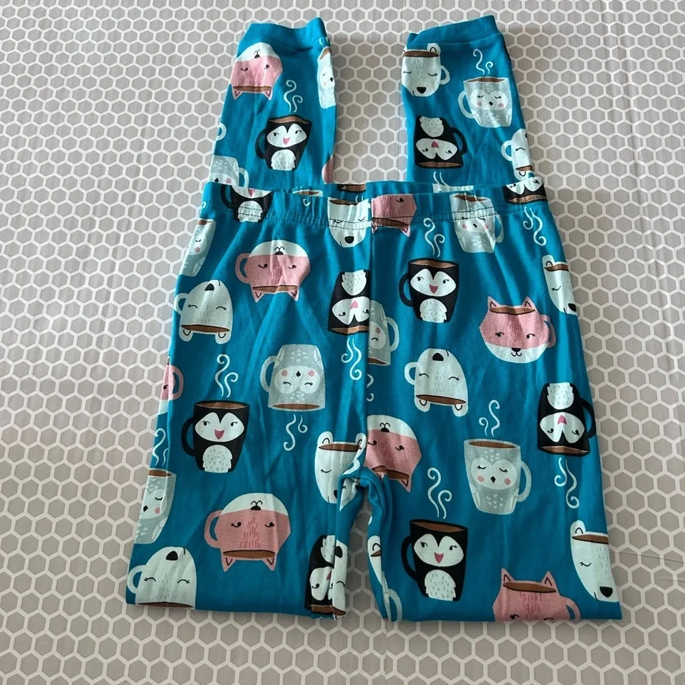 Just For You Kids Teal Blue Animal Mug Print Pajama Set Size 10